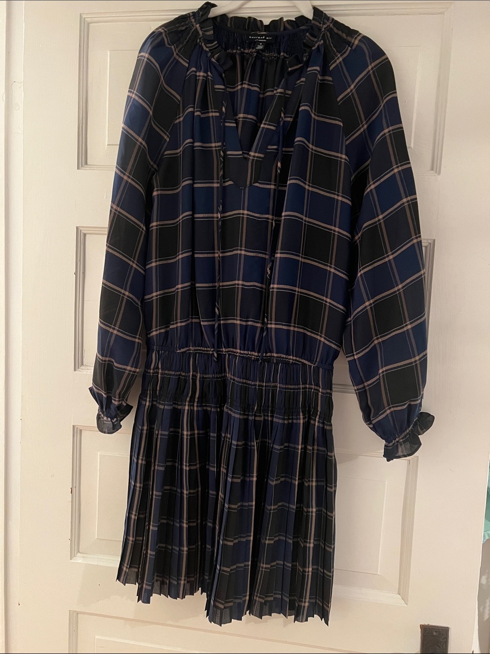 Current Air Navy and Black Plaid Smocked Waist Kids Dress